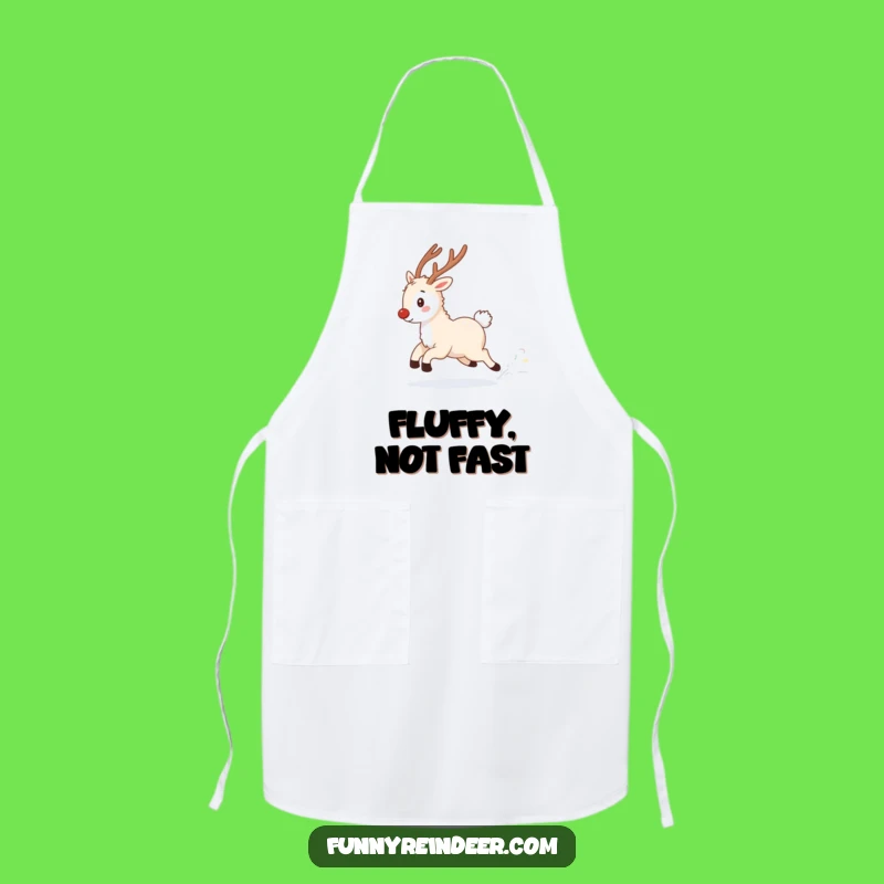 Funny Fluffy Reindeer Tail Chase Apron: Kitchen Fun for Winter Cooks