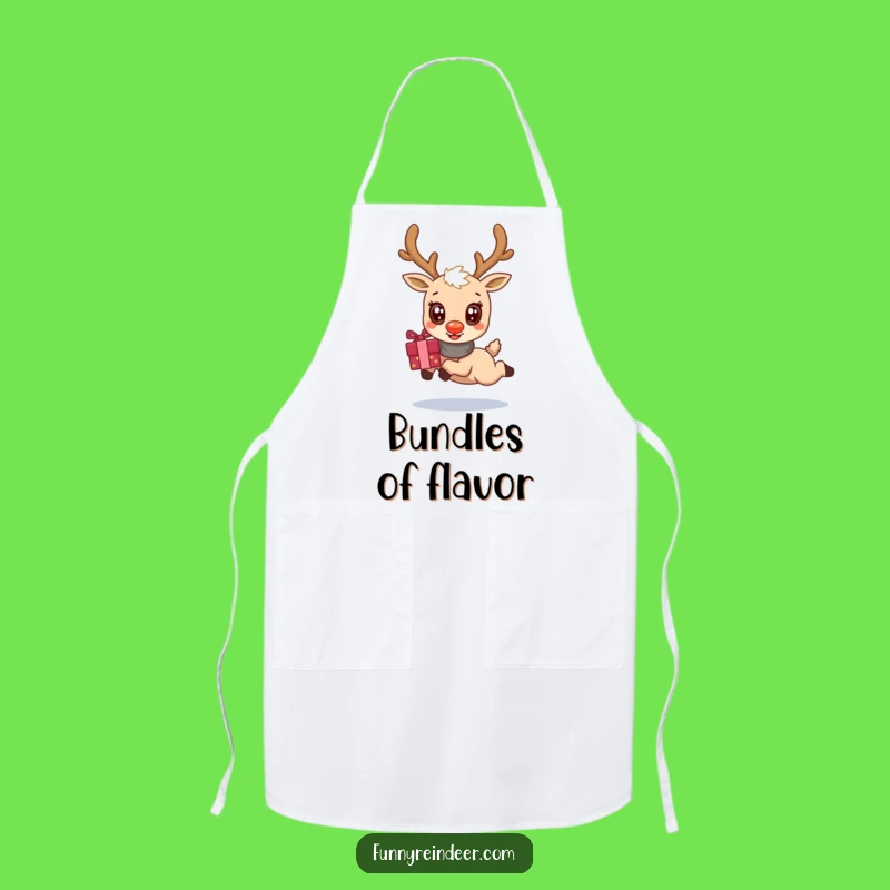 Funny Kawaii Reindeer Gift Leap Apron: Festive Kitchen Fun