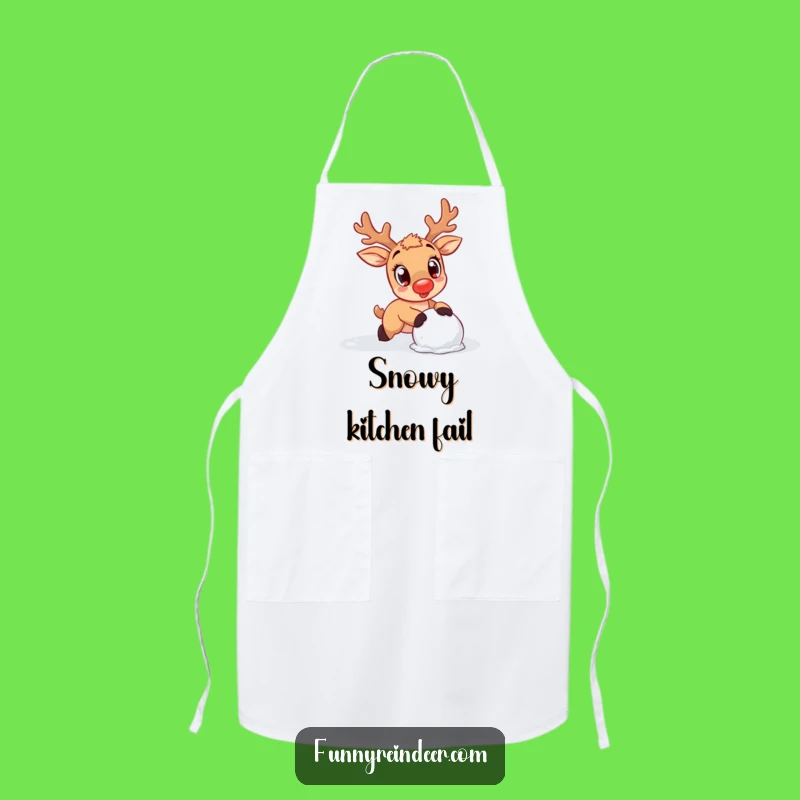 Funny Kawaii Reindeer Snow Day Apron: Cook with Cute Mishaps