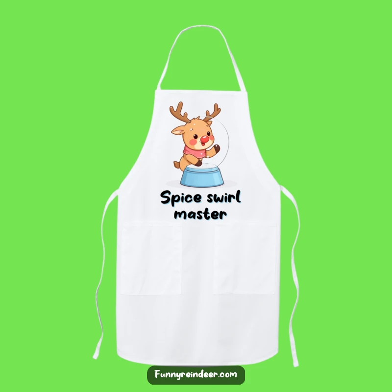 Funny Kawaii Snow Globe Reindeer Apron: Festive Kitchen Fun