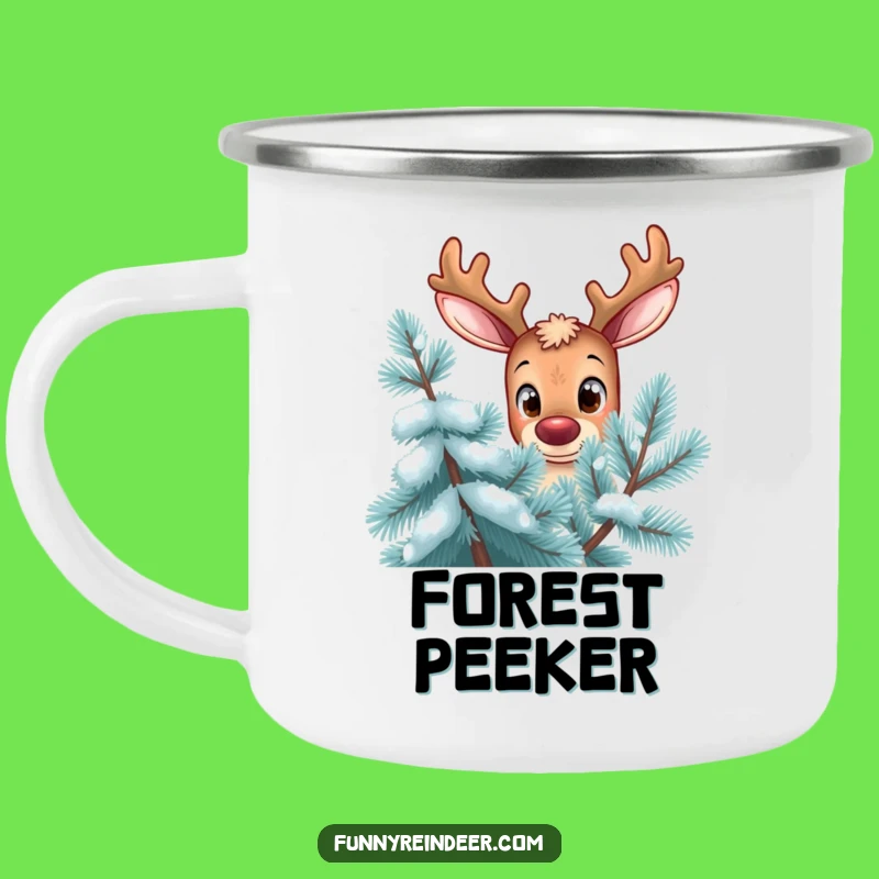 Funny Reindeer Camping Mug - Hilarious Curious Peek for Outdoors