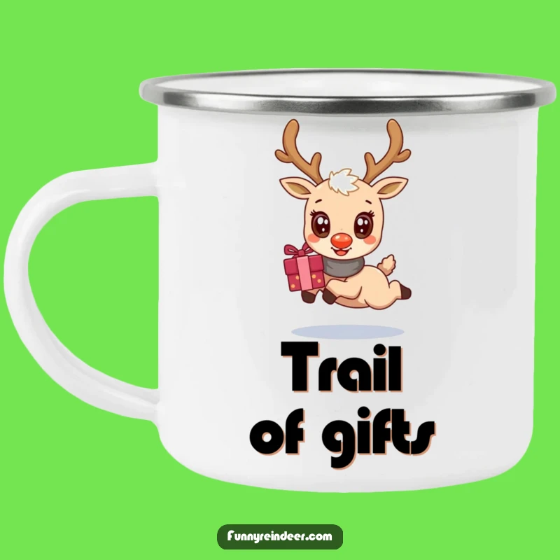 Funny Kawaii Reindeer Gift Leap Camping Mug: Cheerful Outdoor Companion