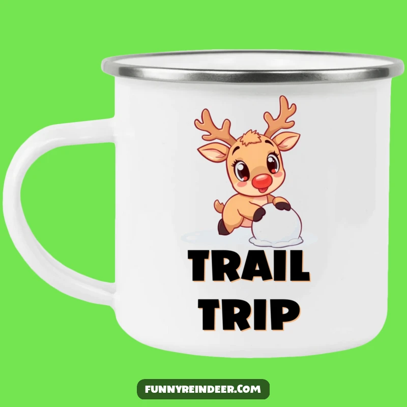 Funny Kawaii Reindeer Snowfall Camping Mug: Cozy Campfire Companion