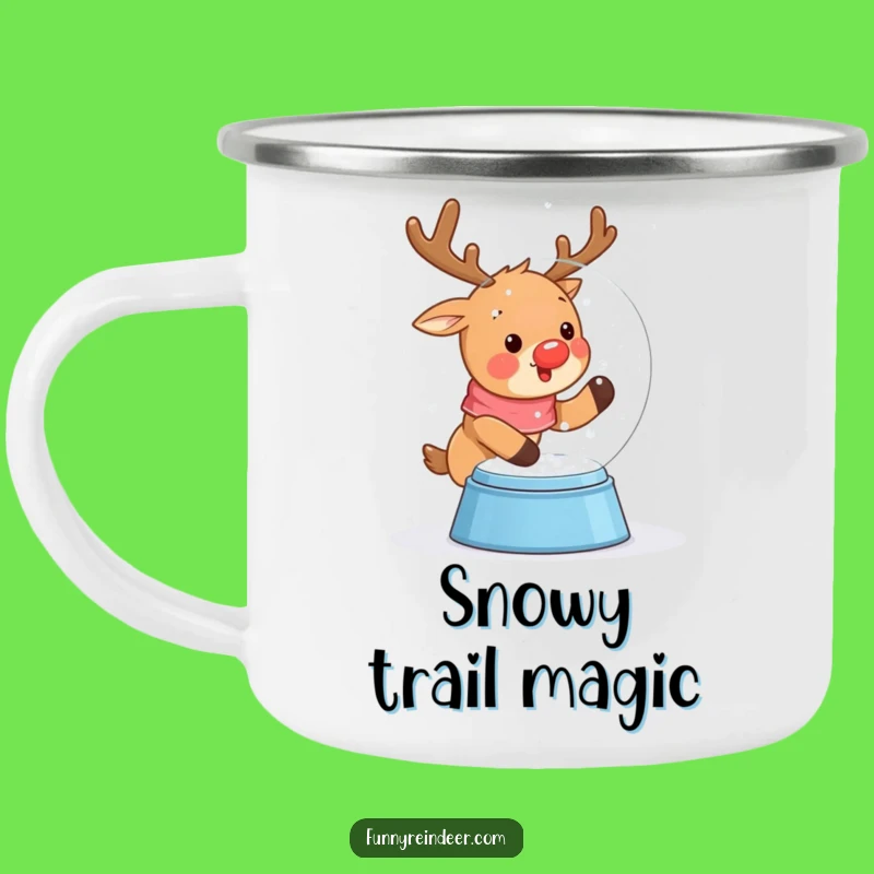 Funny Kawaii Snow Globe Reindeer Camping Mug: Winter Adventure Companion