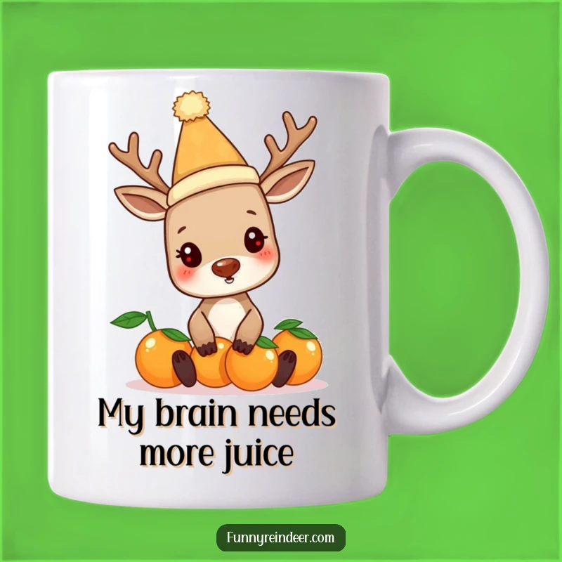 Funny Reindeer Balancing Oranges Mug - A Hilarious Christmas Gift for Holiday Cheer