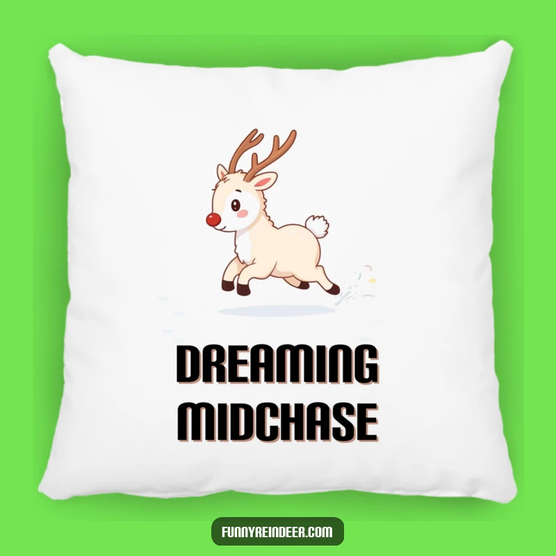 Funny Fluffy Reindeer Tail Chase Pillow: Cozy Comfort and Winter Charm