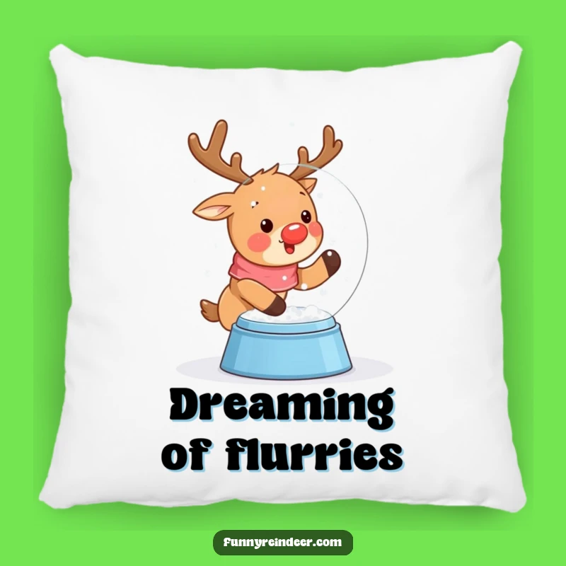 Funny Kawaii Snow Globe Reindeer Pillow: Cozy & Wintery Holiday Decor