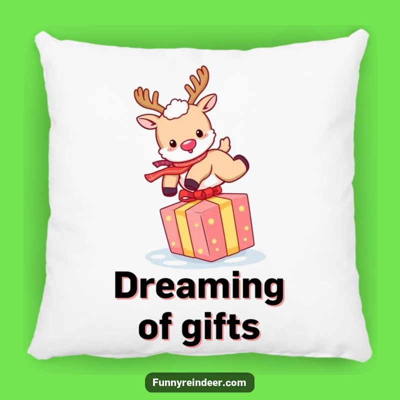 Funny Reindeer Gift Toss Pillow: Cozy Comfort with Holiday Cheer