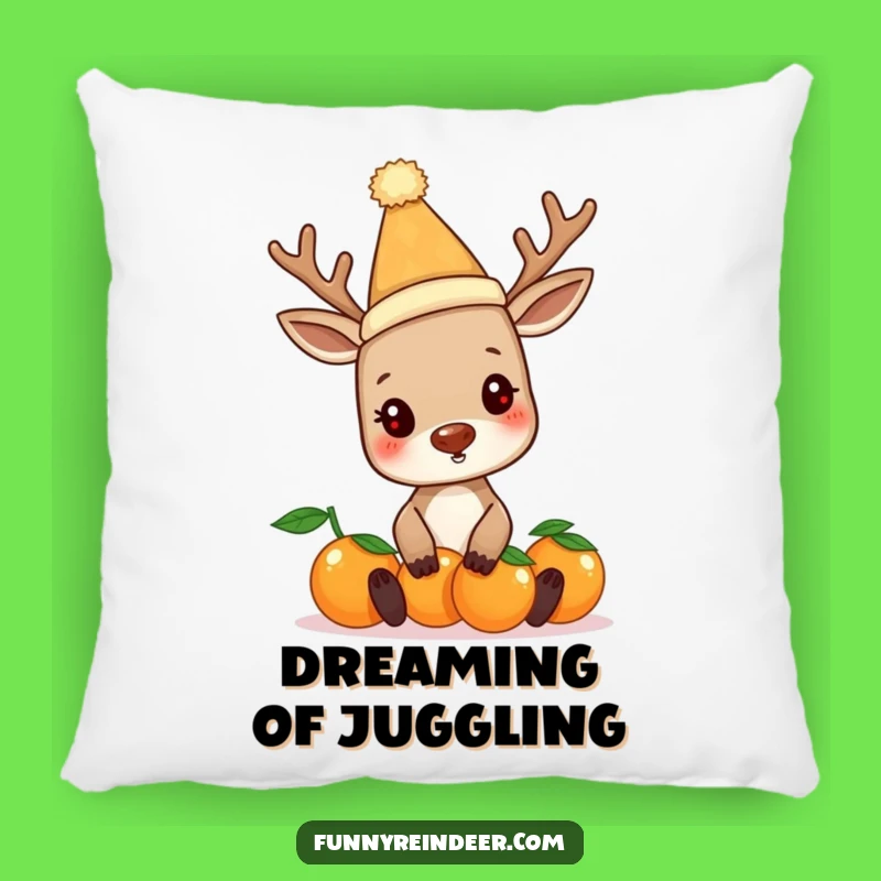 Funny Reindeer Balancing Oranges Pillow - Comfy and Hilarious Home Accent