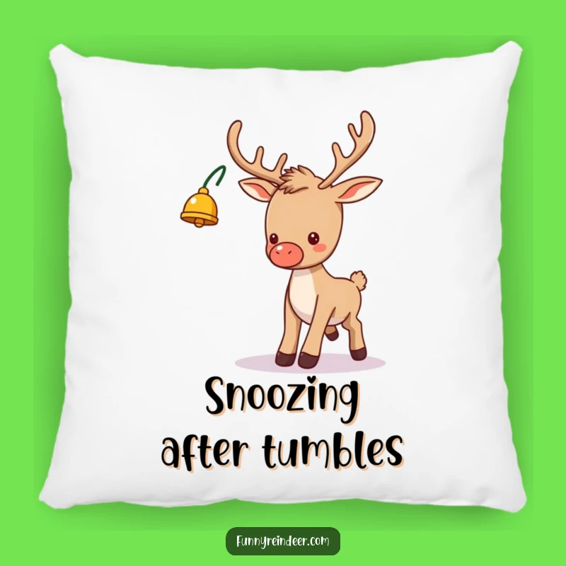 Funny Reindeer Tripping Pillow: Cozy Comfort with a Comedic Christmas Character