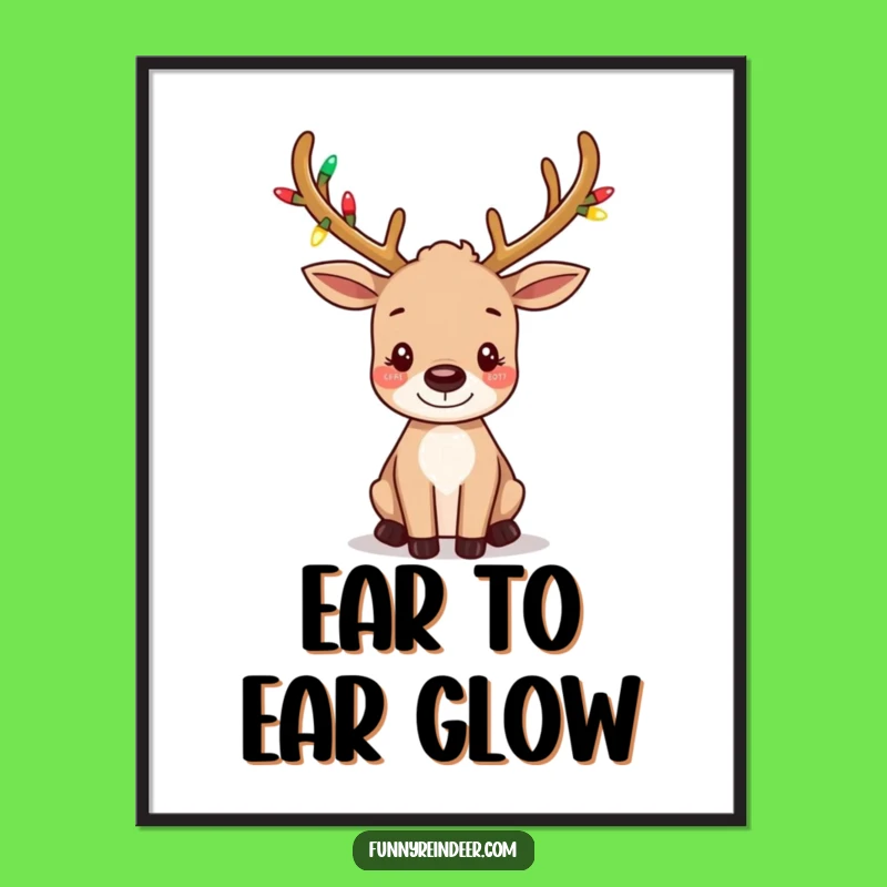 Funny Light-Up Antler Reindeer Digital Print: Instant Festive Decor