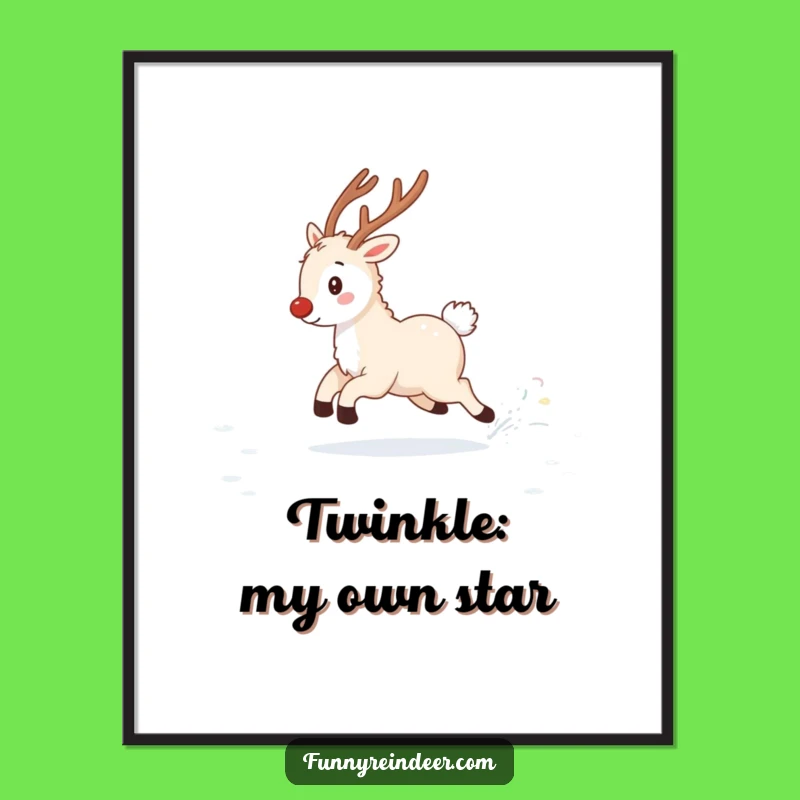 Funny Fluffy Reindeer Tail Chase Digital Art: Instant Winter Whimsy