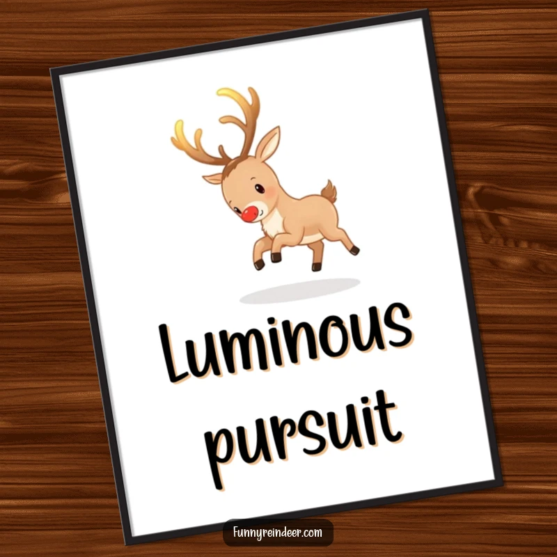 Funny Reindeer Digital Art: A reindeer playfully chases its glowing antlers, capturing whimsical fun.