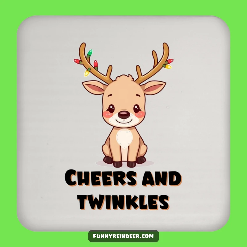 Funny Light-Up Antler Reindeer Coaster: Festive Surface Protection