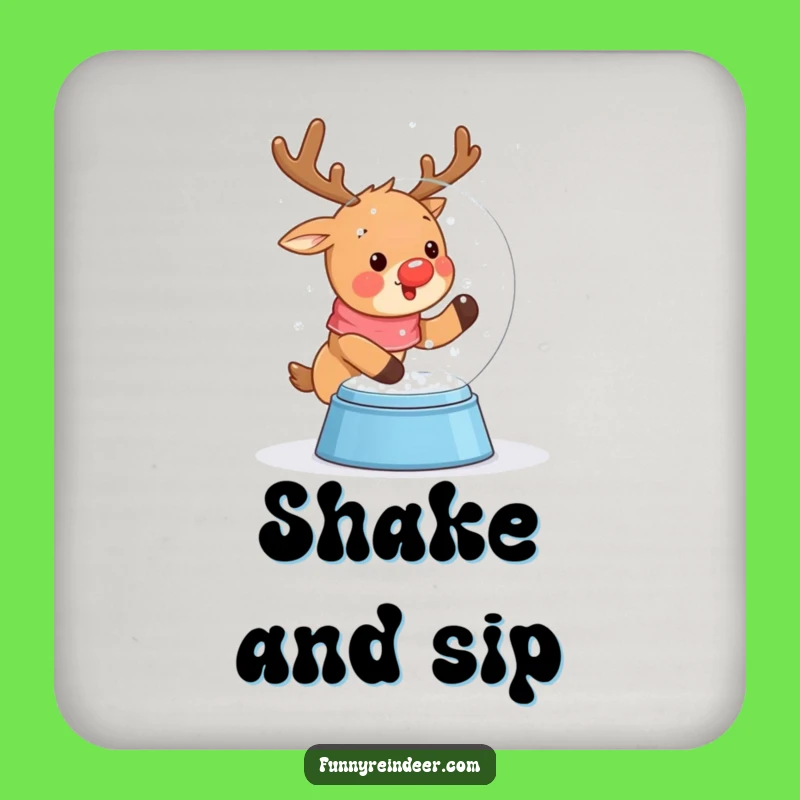 Funny Kawaii Snow Globe Reindeer Coaster: Festive Winter Protection