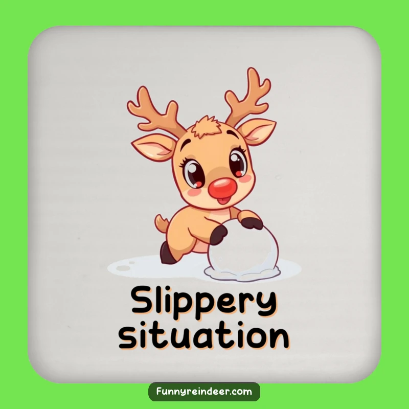 Funny Kawaii Reindeer Snow Trip Coaster: Protect Surfaces with Charm