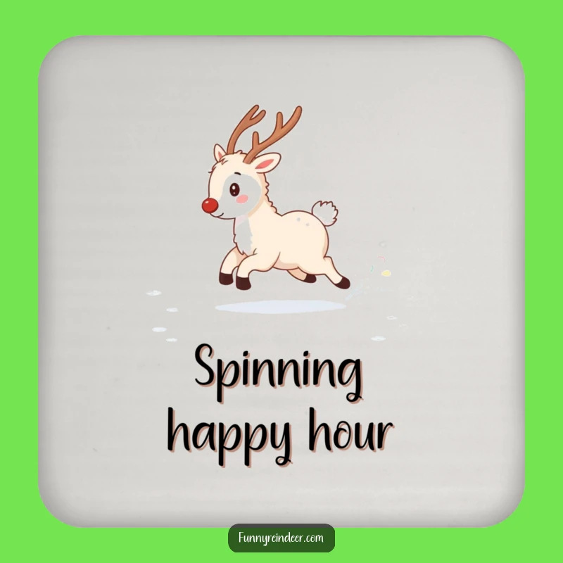 Funny Fluffy Reindeer Tail Chase Coaster: Protect Surfaces with Winter Fun