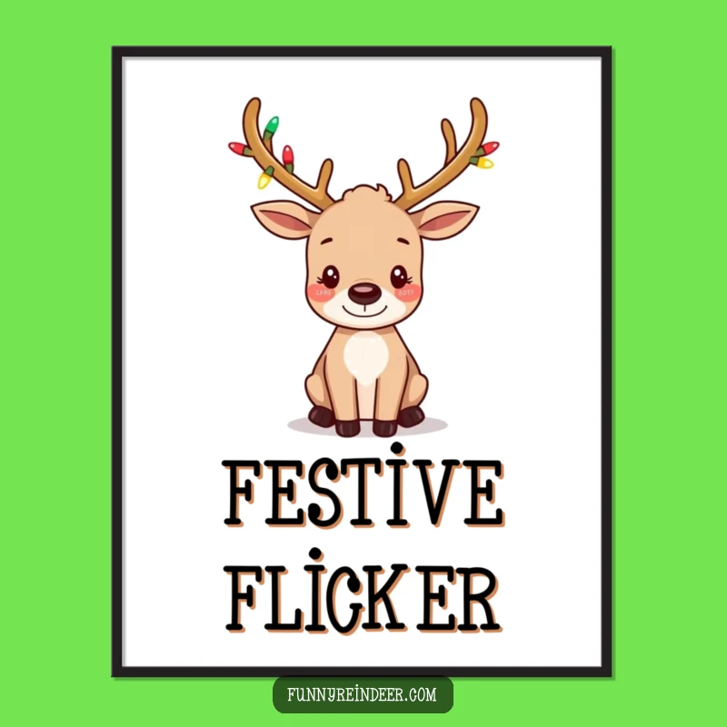 Funny Light-Up Antler Reindeer Poster: Whimsical & Festive Wall Art