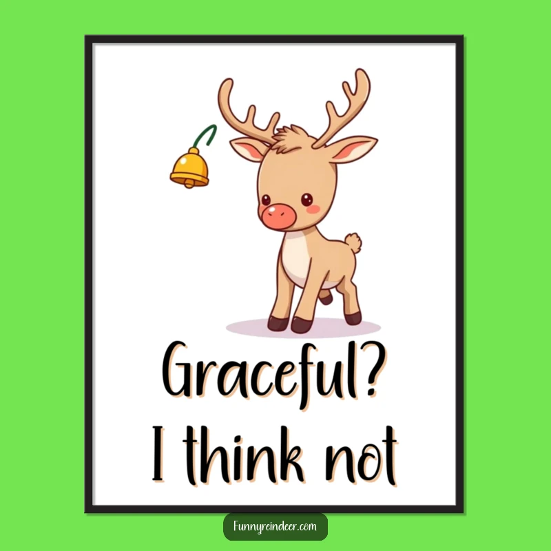Funny Reindeer Tripping Poster: Festive Wall Art for a Humorous Holiday Vibe