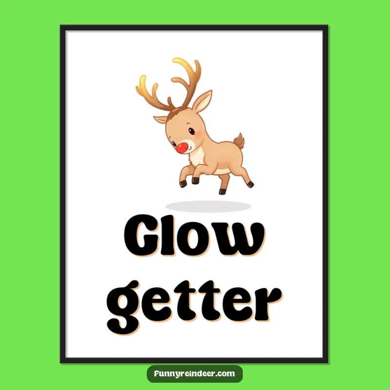 Funny Reindeer Antler Chase Poster: Whimsical Wall Art for Playful People