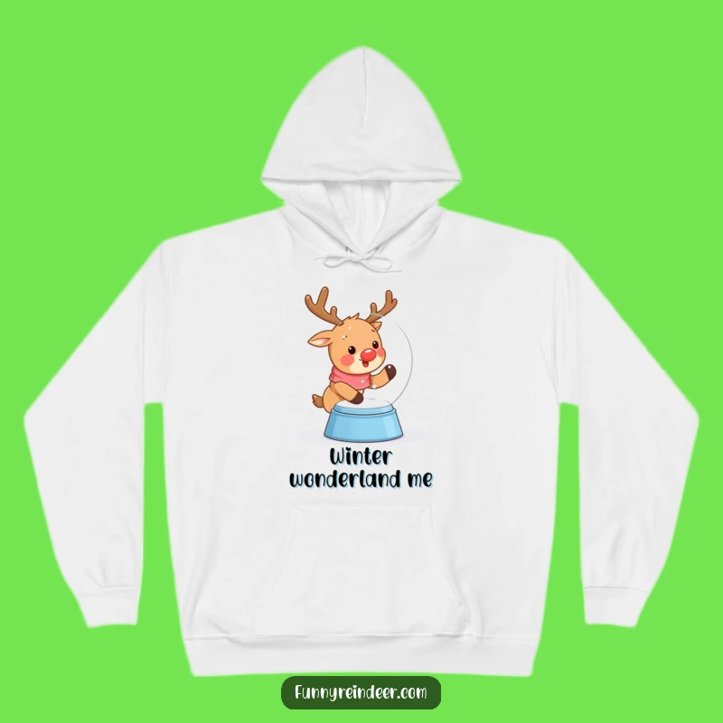 Cozy Funny Kawaii Snow Globe Reindeer Hoodie: Warm & Wintery Comfort