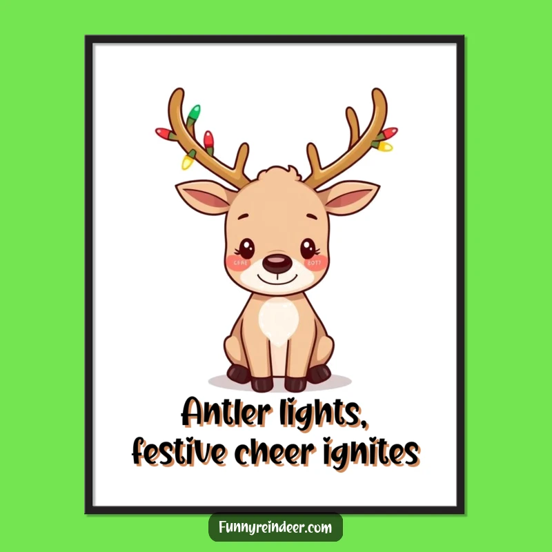 Free Printable Festive Reindeer Wall Art - Lights and Wiggles, Downloadable Decor