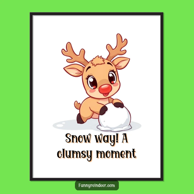 Free Printable Reindeer Wall Art: Kawaii Snowball Trip Downloadable Decor