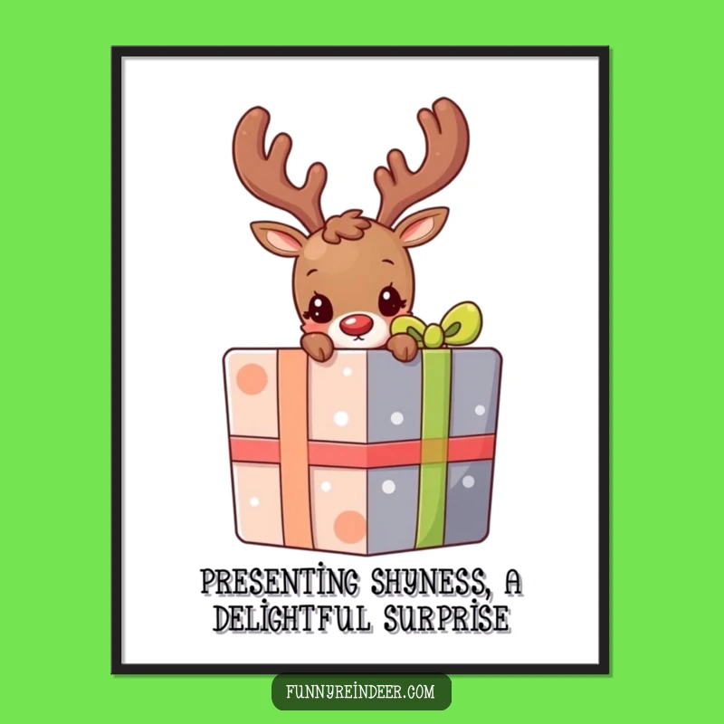 Free Printable Shy Reindeer Wall Art - Peeking Gifts, Downloadable Cute Decor