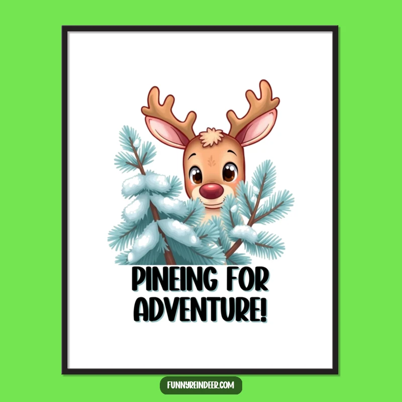 Free Printable Wall Art: Curious Reindeer Peeking, Whimsical Downloadable Decor