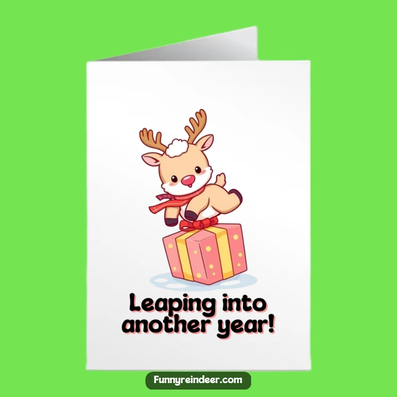 Free Printable Reindeer Birthday Card: Joyful Gift Leap Downloadable