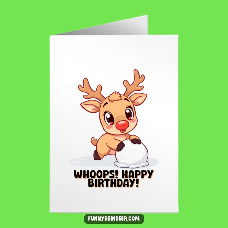 Free Printable Reindeer Birthday Card: Kawaii Snowball Trip Downloadable