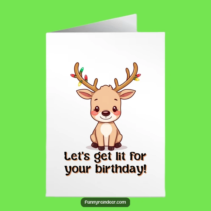 Free Printable Festive Reindeer Birthday Card - Lights and Wiggles for Fun