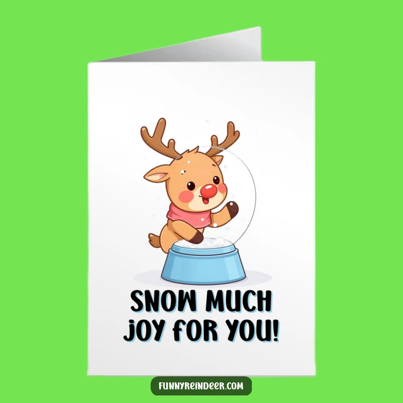 Free Printable Kawaii Reindeer Congrats Card - Snow Globe Celebration Fun