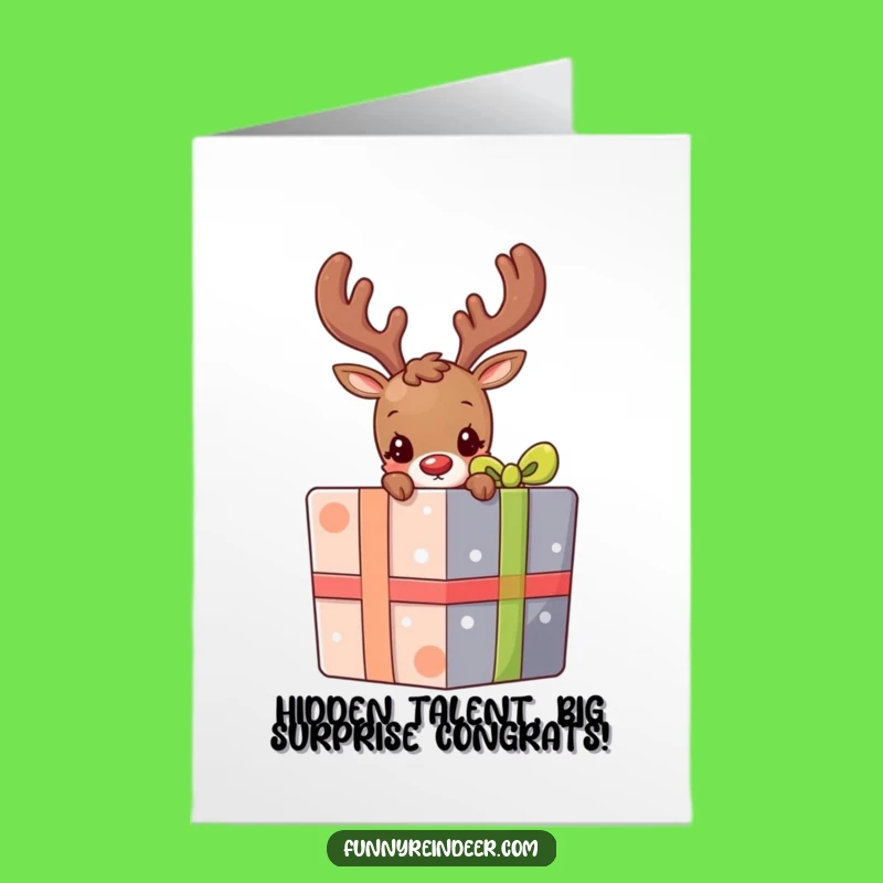 Free Printable Shy Reindeer Congrats Card - Peeking with Pride for Success