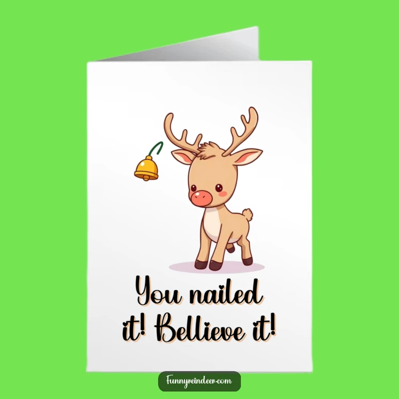 Free Printable Congratulations Card: Funny Tripping Reindeer Downloadable for Any Occasion