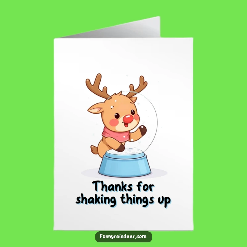Free Printable Kawaii Reindeer Thank You Card - Snow Globe Thanks to You