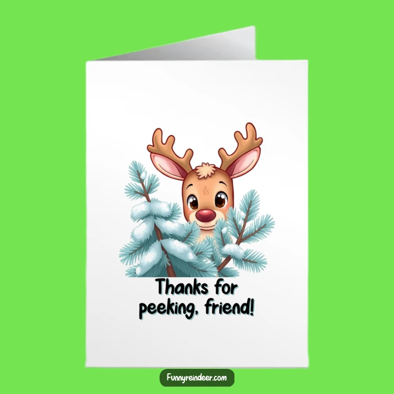 Free Printable Thank You Card - Curious Reindeer Peeking