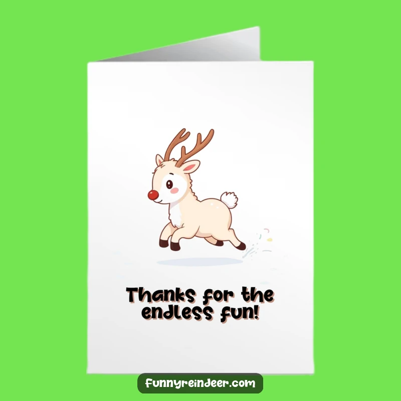 Free Printable Thank You Card: Silly Reindeer Tail Chase Downloadable Gratitude!