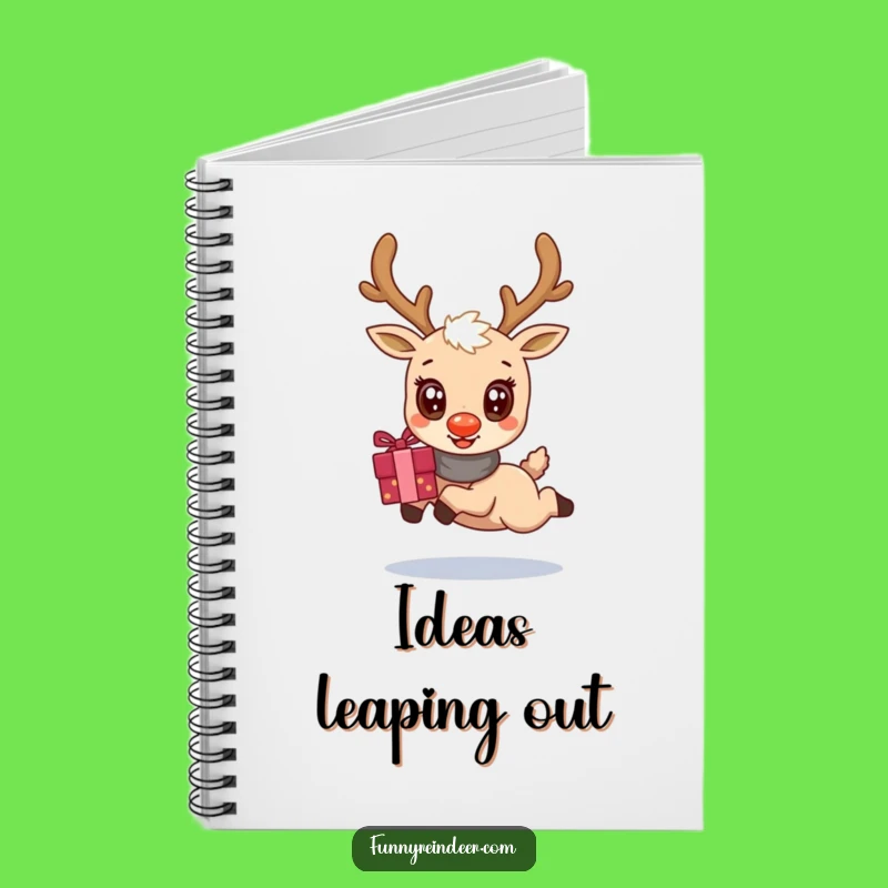 Funny Kawaii Reindeer Gift Leap Notebook: Jot Down Holiday Wishes