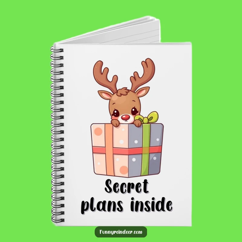 Funny Shy Reindeer Present Peek Notebook: Jot Down Secret Ideas