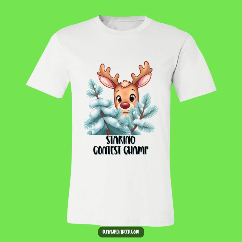 Funny Curious Reindeer T-Shirt - Peek-a-Boo & Hilarious Winter Tee