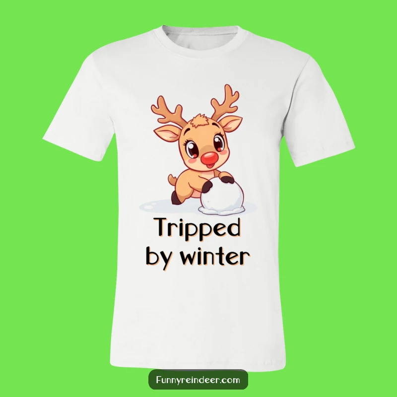 Funny Kawaii Reindeer Snow Trip T-Shirt: Wear Your Oopsie Moments