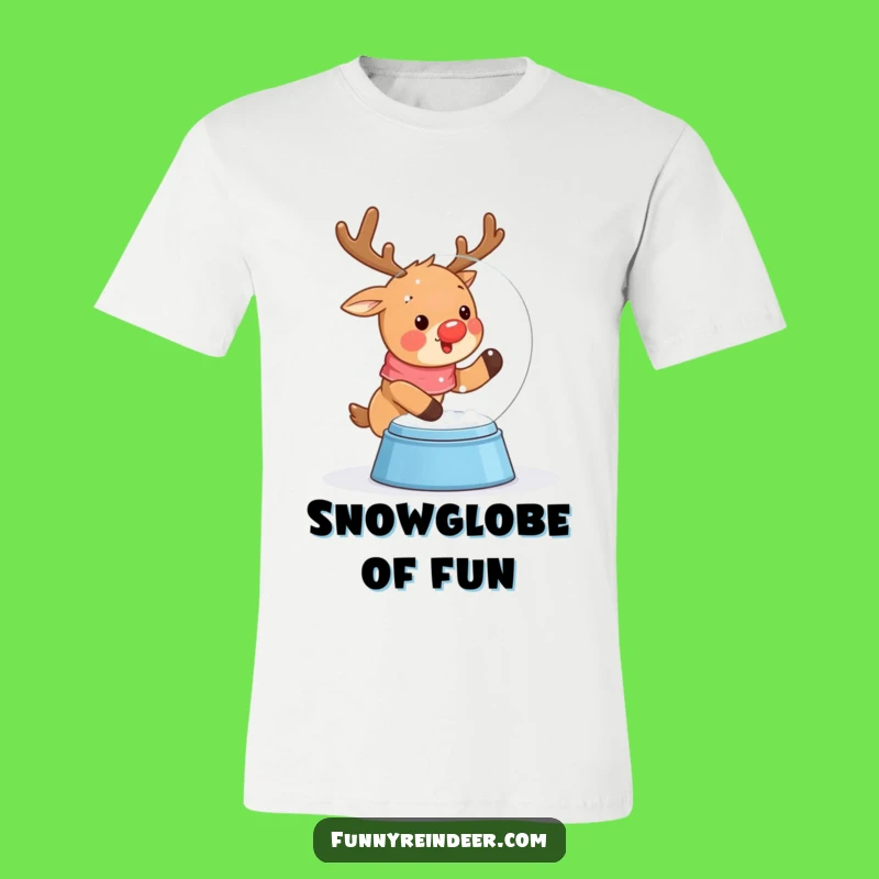 Funny Kawaii Snow Globe Reindeer T-Shirt: Cozy & Exciting Holiday Wear