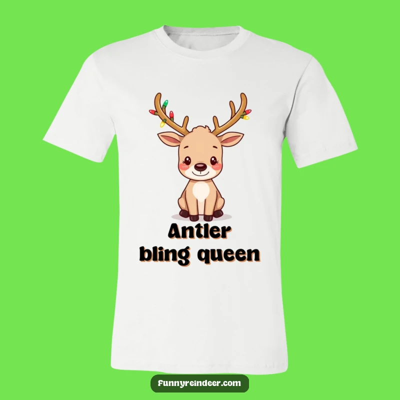 Funny Light-Up Antler Reindeer T-Shirt: Whimsical Festive Wear