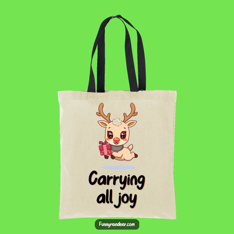 Funny Kawaii Reindeer Gift Leap Tote Bag: Stylish & Cheerful Carryall