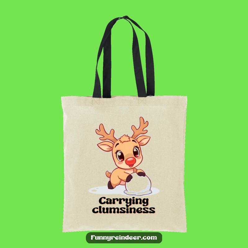Funny Kawaii Reindeer Snow Day Tote Bag: Carry Your Cute Mishaps