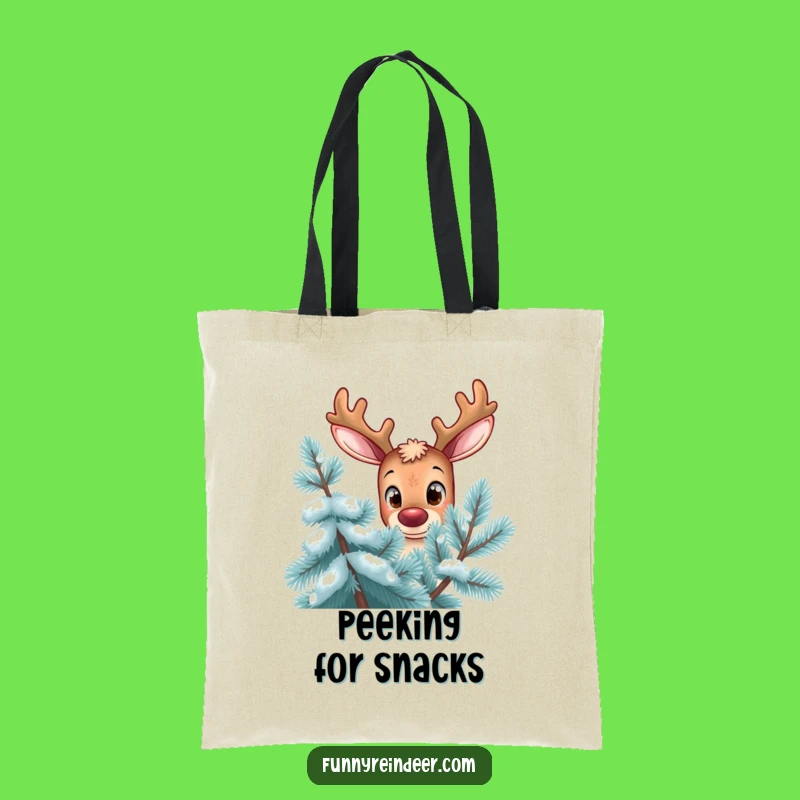 Funny Curious Reindeer Tote Bag - Peek-a-Boo & Hilarious Carry-All