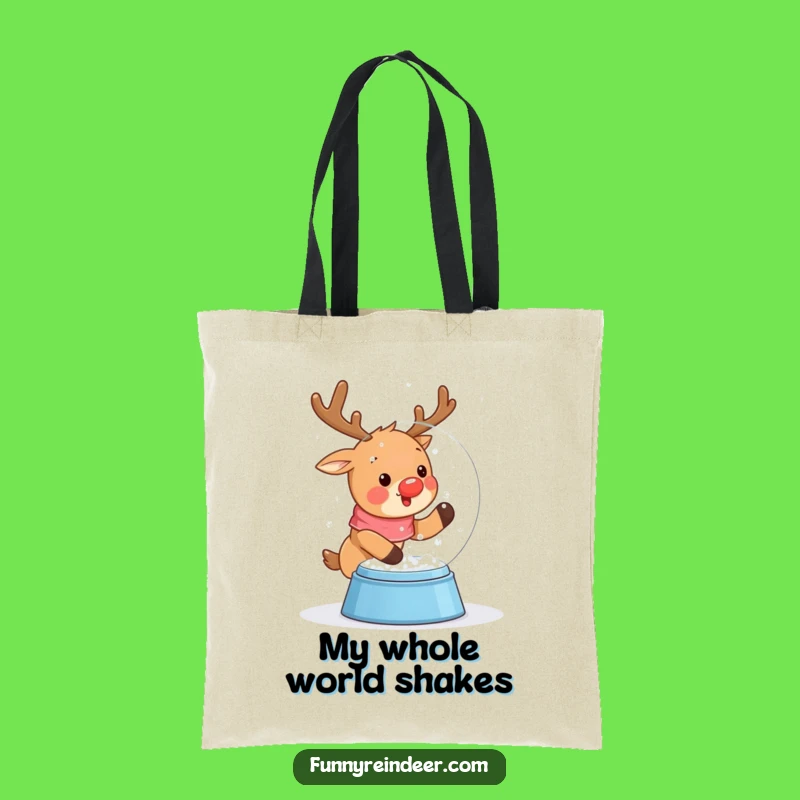 Funny Kawaii Snow Globe Reindeer Tote Bag: Stylish & Wintery Carryall